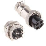 GX16 Metal Panel Connector, 4 Poles