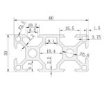 3060 T-Slot Aluminum Profile Extrusion (1M - Silver Anodized) - Image 3