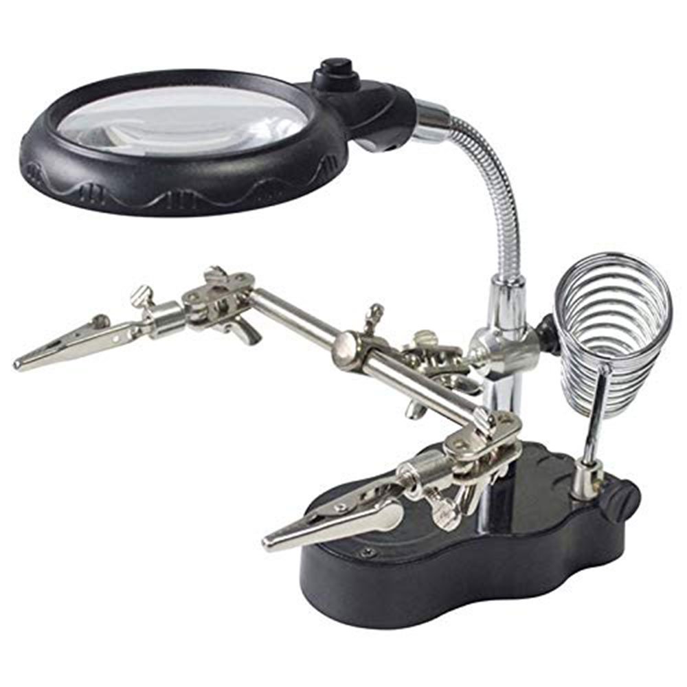 Metal Soldering Iron Stand With Magnifying Glass | Flux Electronix