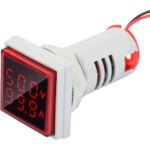 Square Voltage Current Indicator - 22mm - Red