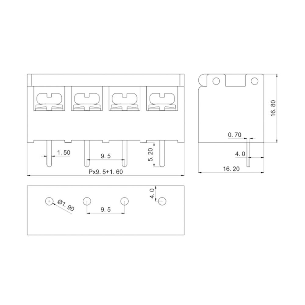 thumbnail image 2 of MDFLY 10 Position Screw Barrier Strip Terminal Block With Cover – 25A 2 of 4