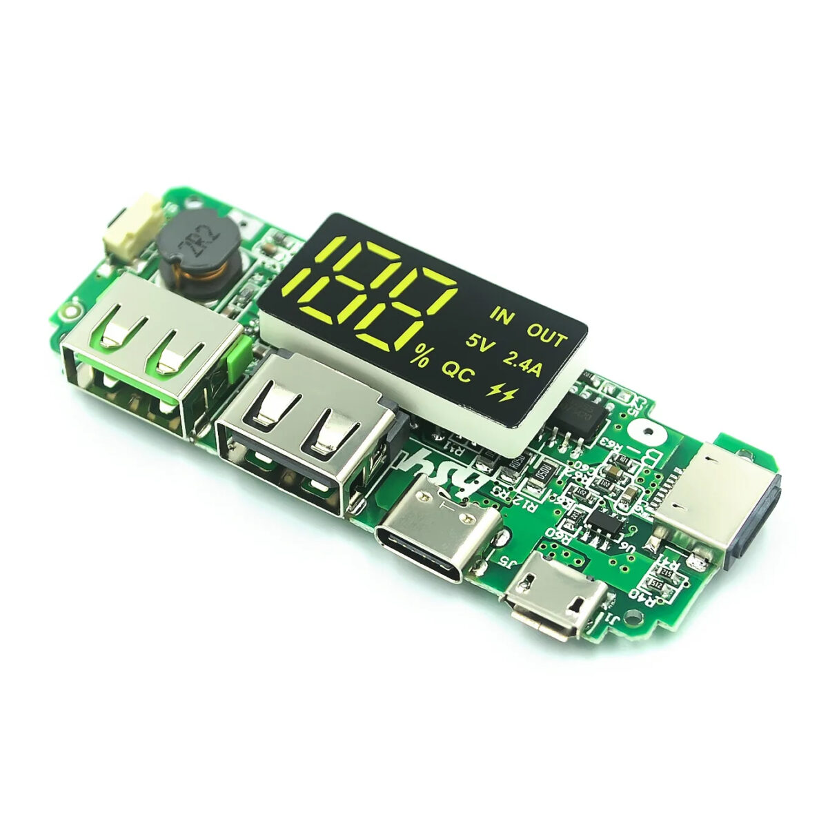 Dual USB Fast Charging Power Bank Module With Display  5Vdc, 2.4A