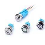 Metal Push Button 16mm 12:24v Self Locking POWER RED light - Image 2