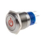 Metal Push Button 16mm 12:24v Self Locking POWER RED light