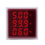 Square Voltmeter Current Frequency Indicator - 22mm - Red